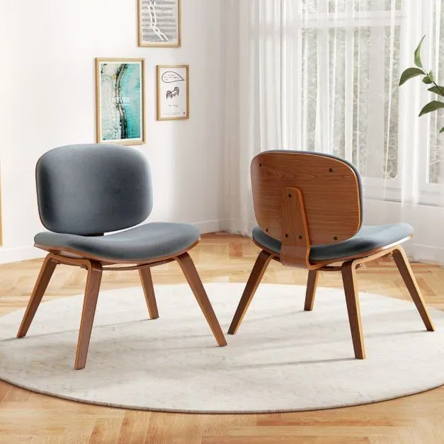Costway Modern Accent Chair Upholstered Side Chair with Curved Backrest in Grey 5