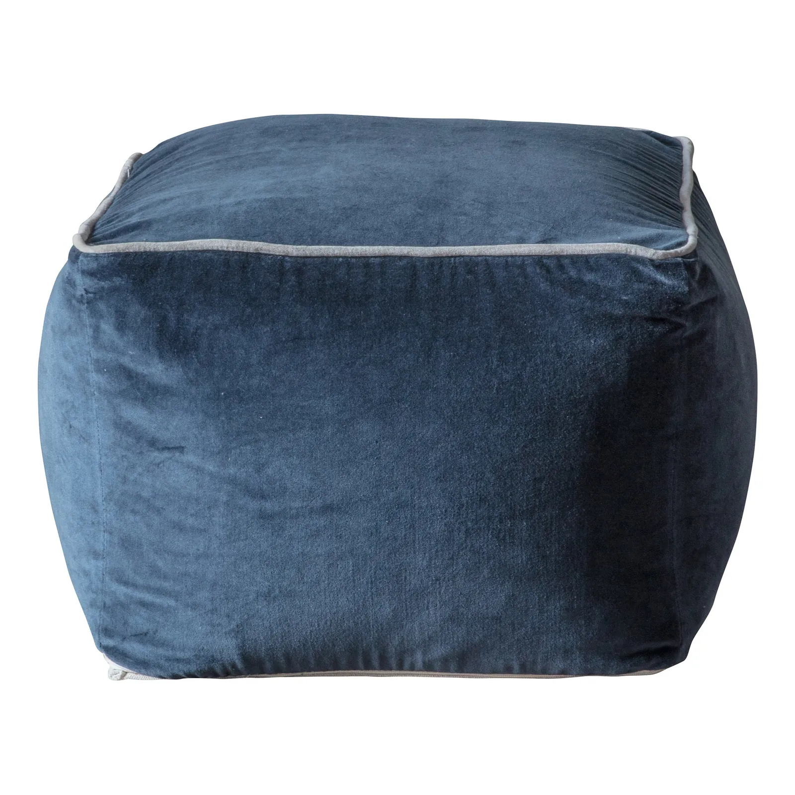 Martello Navy Velvet Pouffe Navy Blue