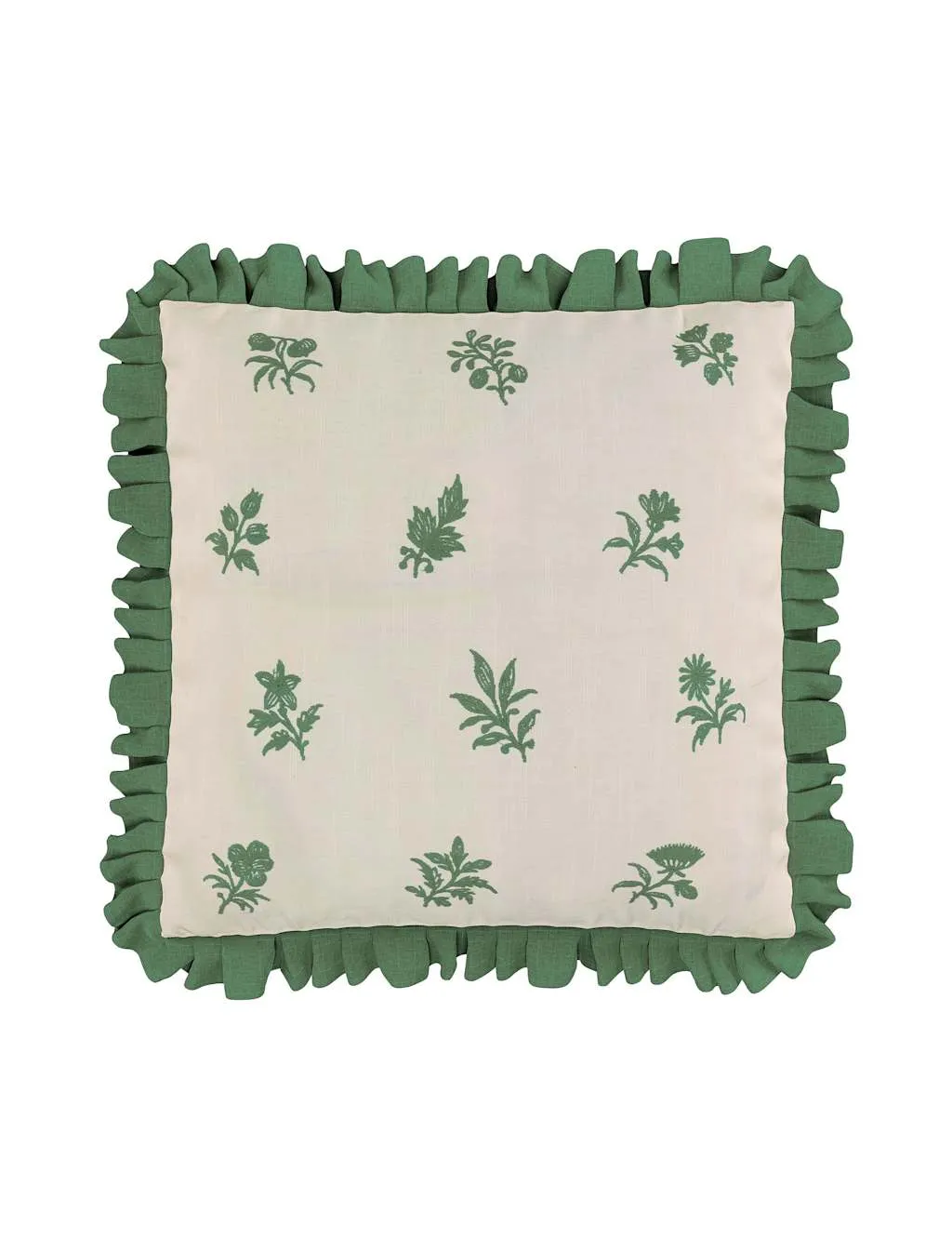 V&A Verdant Bouquet Frill Square Cushion Green Mix
