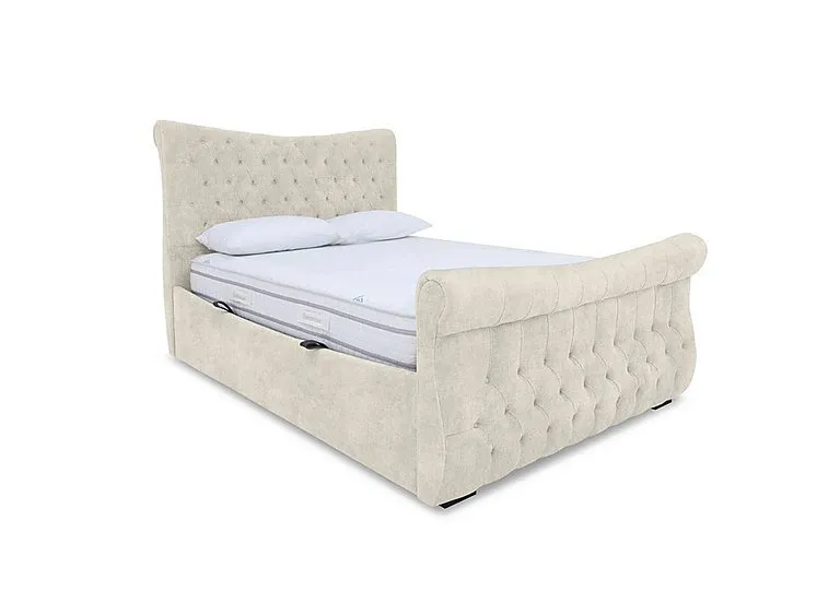 Lance Left Hand Side Opening Ottoman Bed Frame - King Size - Lace Ivory