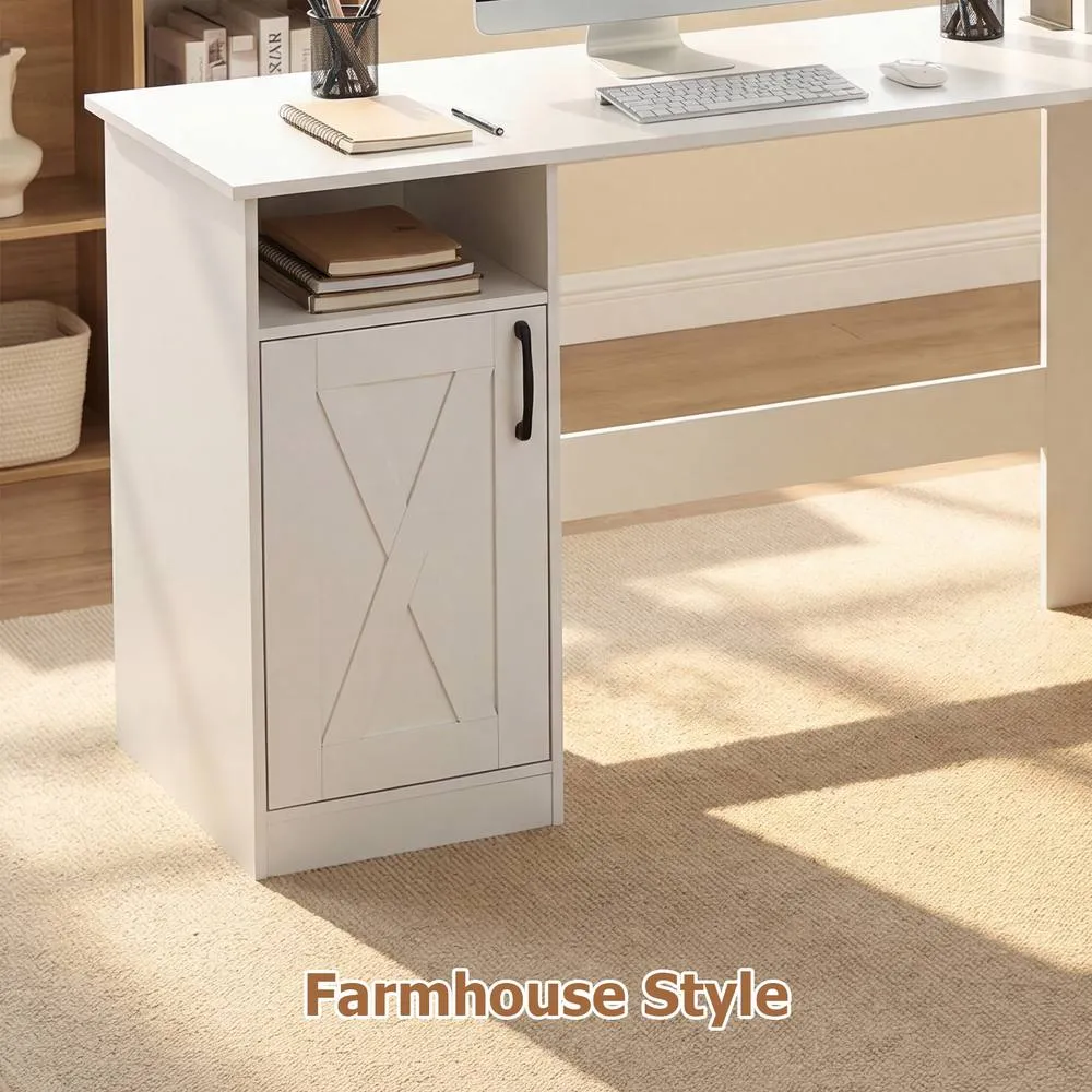Costway 150 CM L Shaped Executive Desk with Charging Station in White 5
