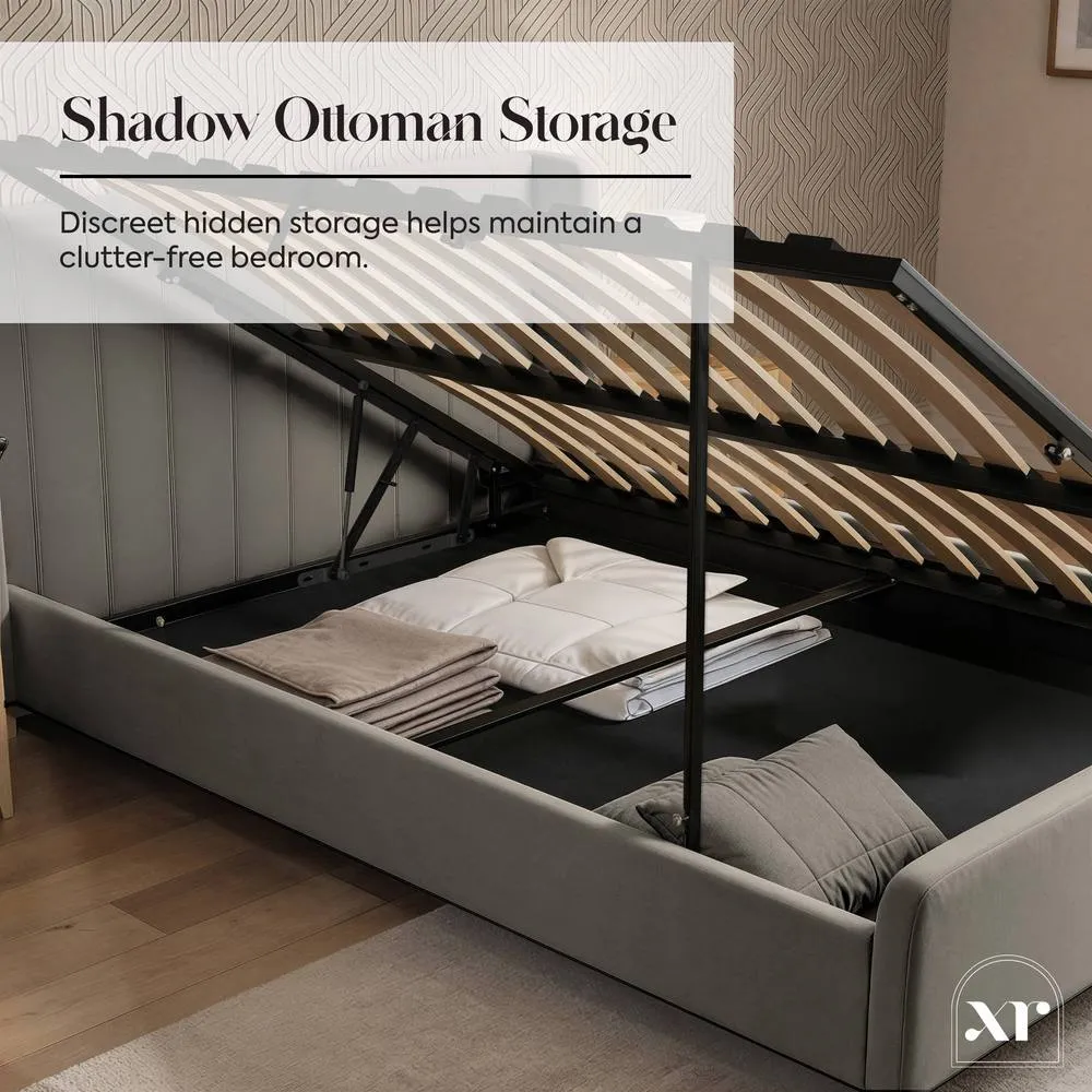 X Rocker Lola Upholstered Shadow Ottoman King Bed - Grey 5