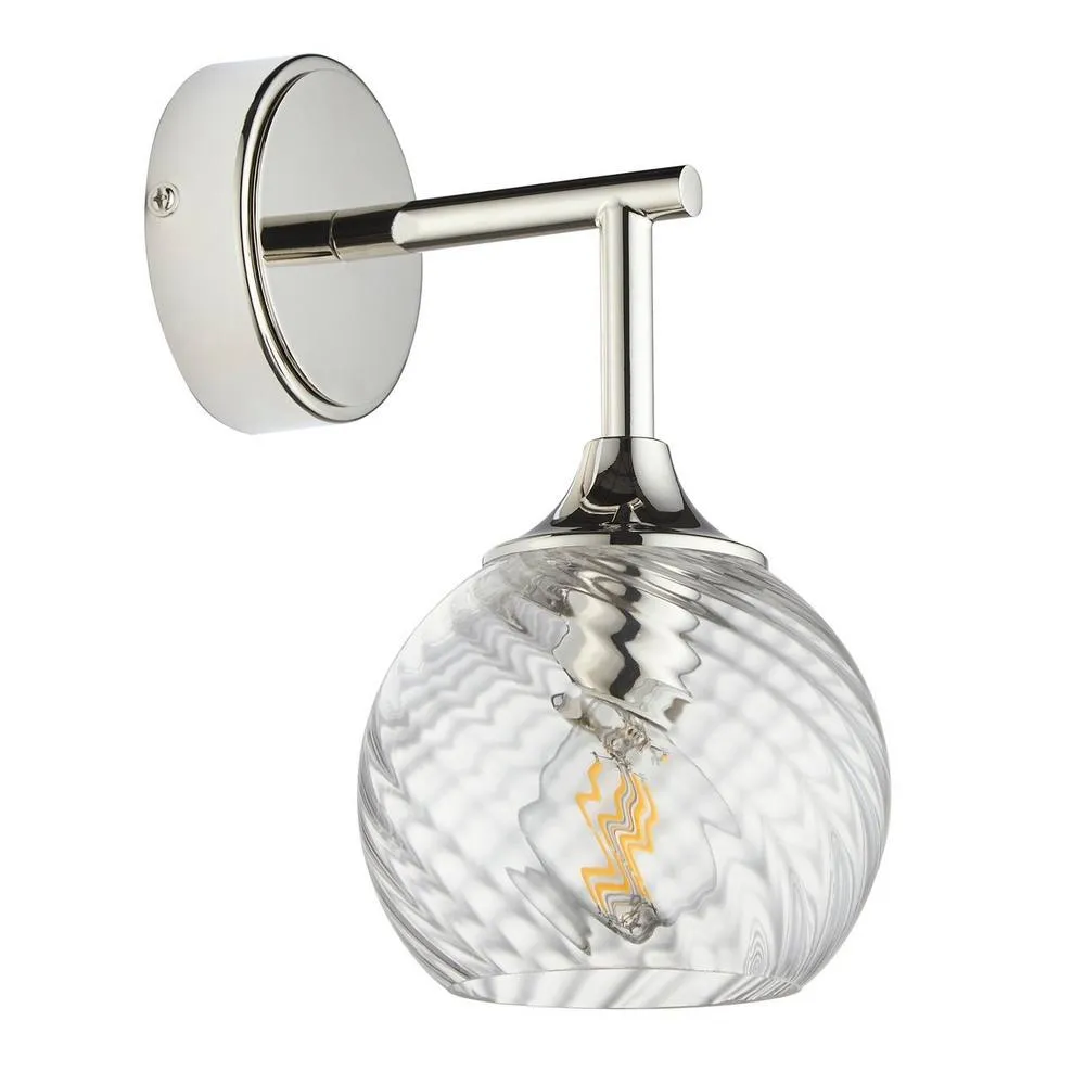 Netlighting Allegra Glass Shade Wall Lamp Bright Nickel in Silver 6