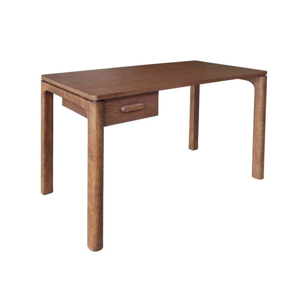 sweeek Rubberwood desk oak veneer 1 drawer in Dark Brown 2