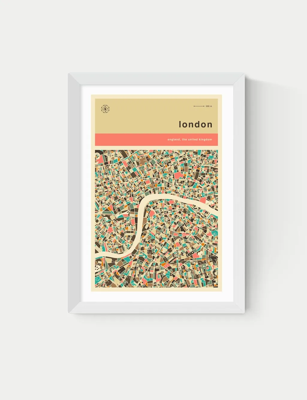East End Prints London Streetguide Orange Framed Art Print White