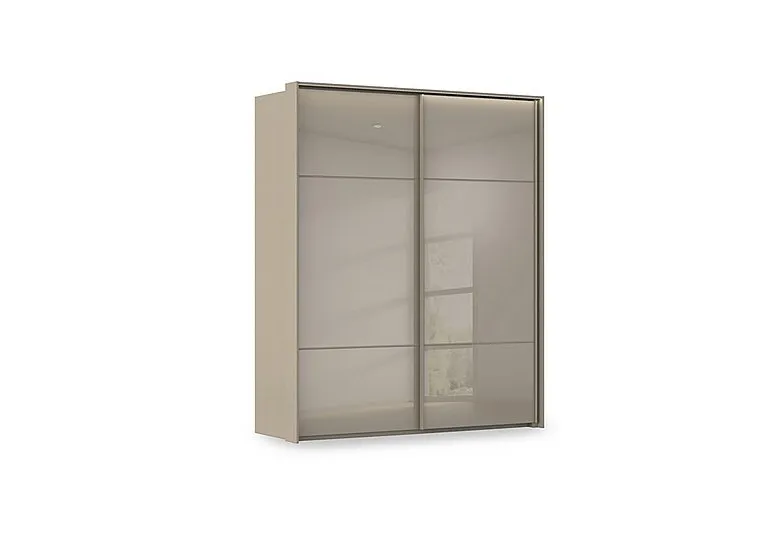 Haven 190cm 2 Door Slider Wardrobe with Glass Doors and Lights
