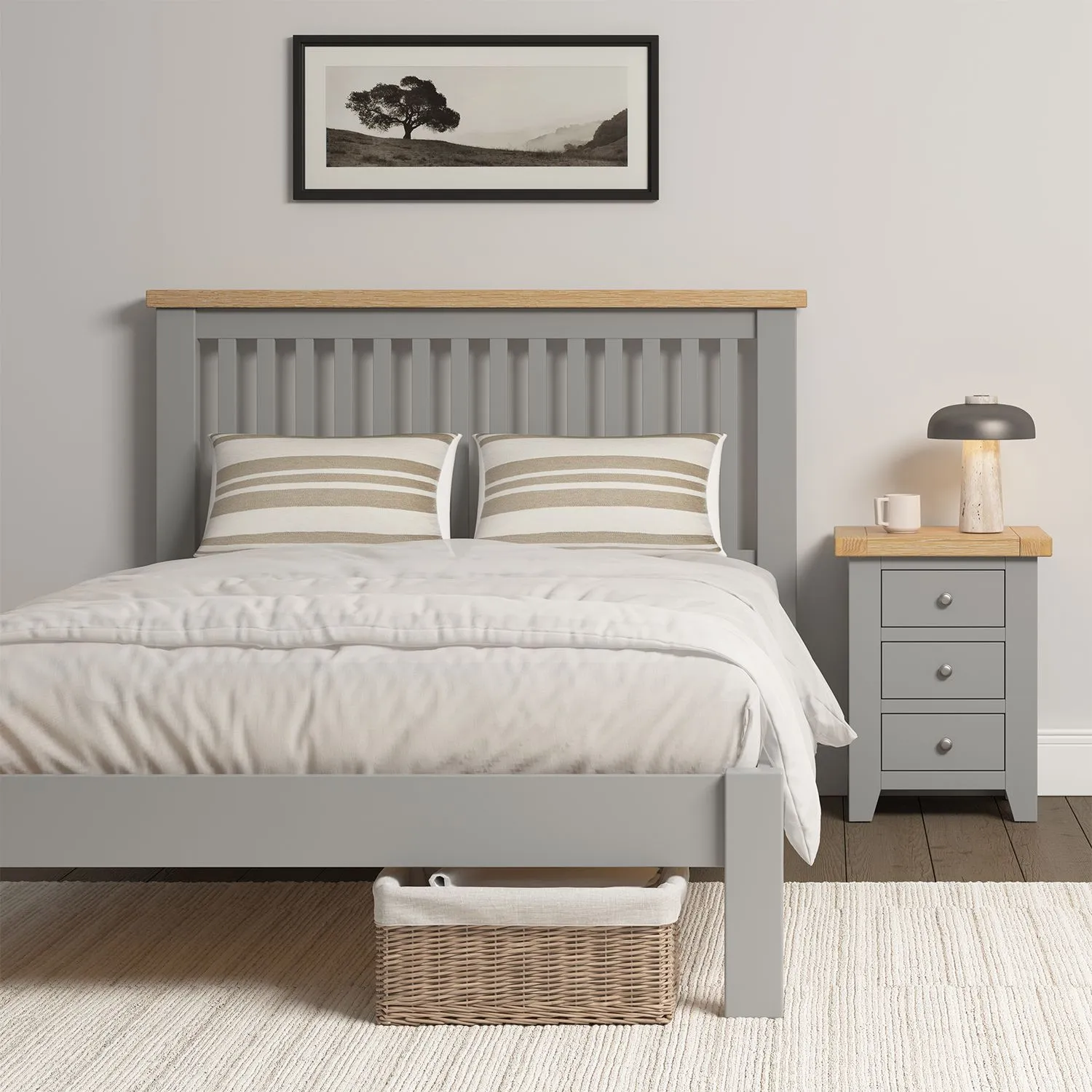 Seconique Windsor 4'6" (Double) Bed Low Foot End (Part Assembled) in Light Grey