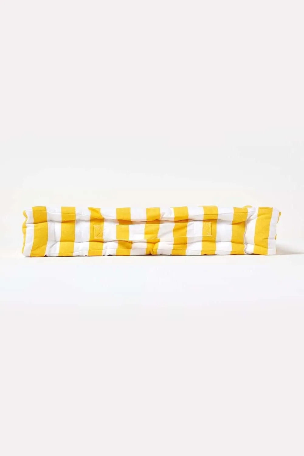 Homescapes Cotton Thick Stripe Floor Cushion in Yellow 5