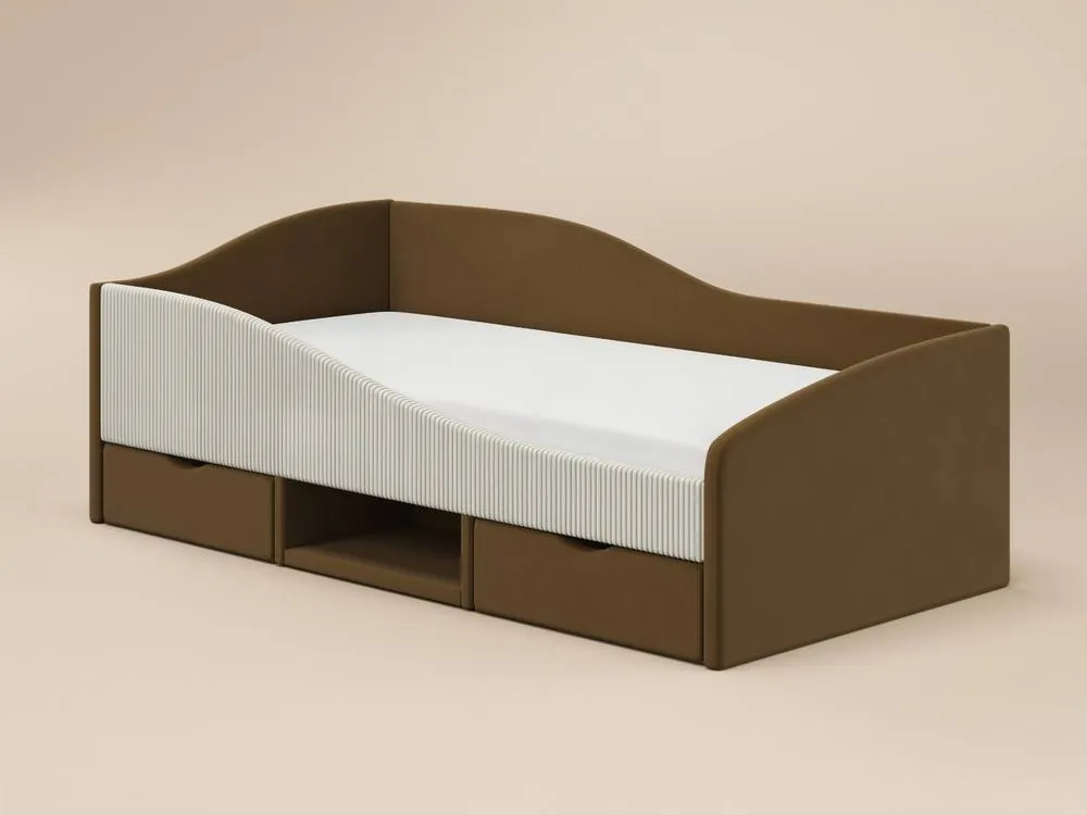 Flair Aubrey Velvet Storage Low Sleeper Bed with Beige Cord in Brown 5