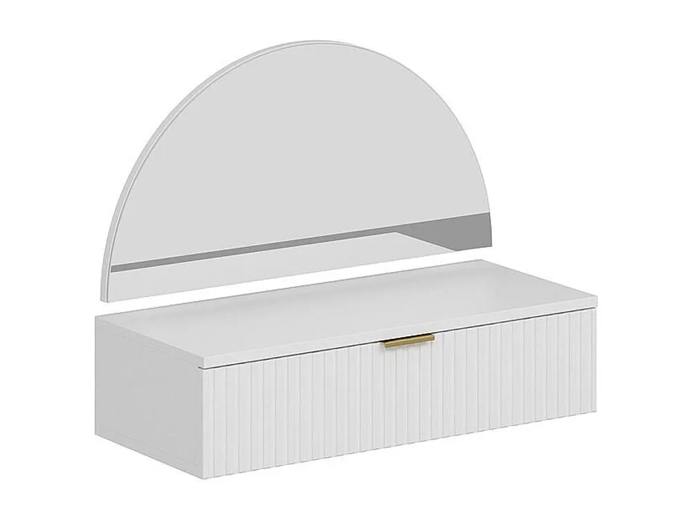 Vente-unique Wall-Mounted Dressing Table With Mirror & LED Lighting - 1 Drawer in White 6