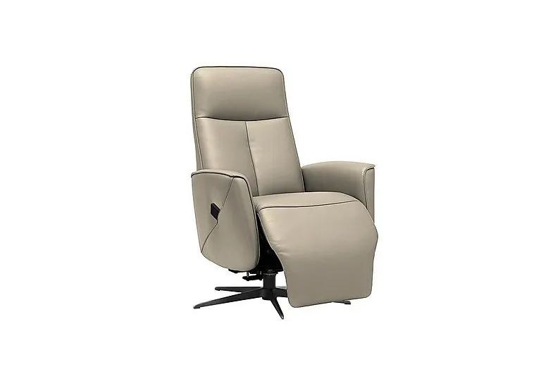 Maribo Leather Lift and Rise Power Recliner Chair with Power Headrest and Black Base - Oxford Mushroom