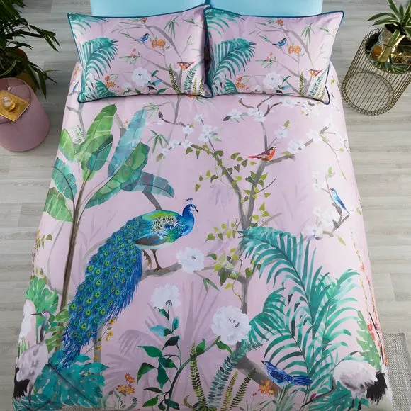 Soiree Peacock Jungle 200 Thread Count 100% Cotton Duvet Cover & Pillowcase Set 4