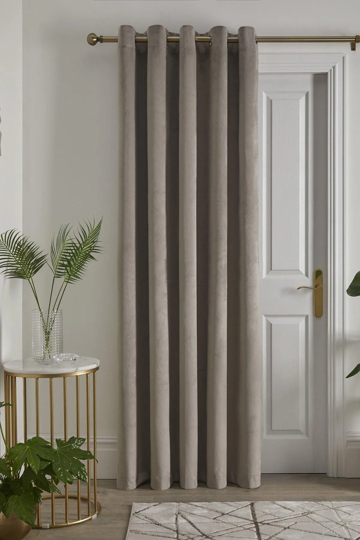 Laurence Llewelyn-Bowen 'Montrose' Velvet Blackout Eyelet Single Panel Door Curtain in Natural 1