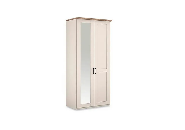 Adeline 2 Door Hinged Wardrobe With Left Hand Mirror - Champagne