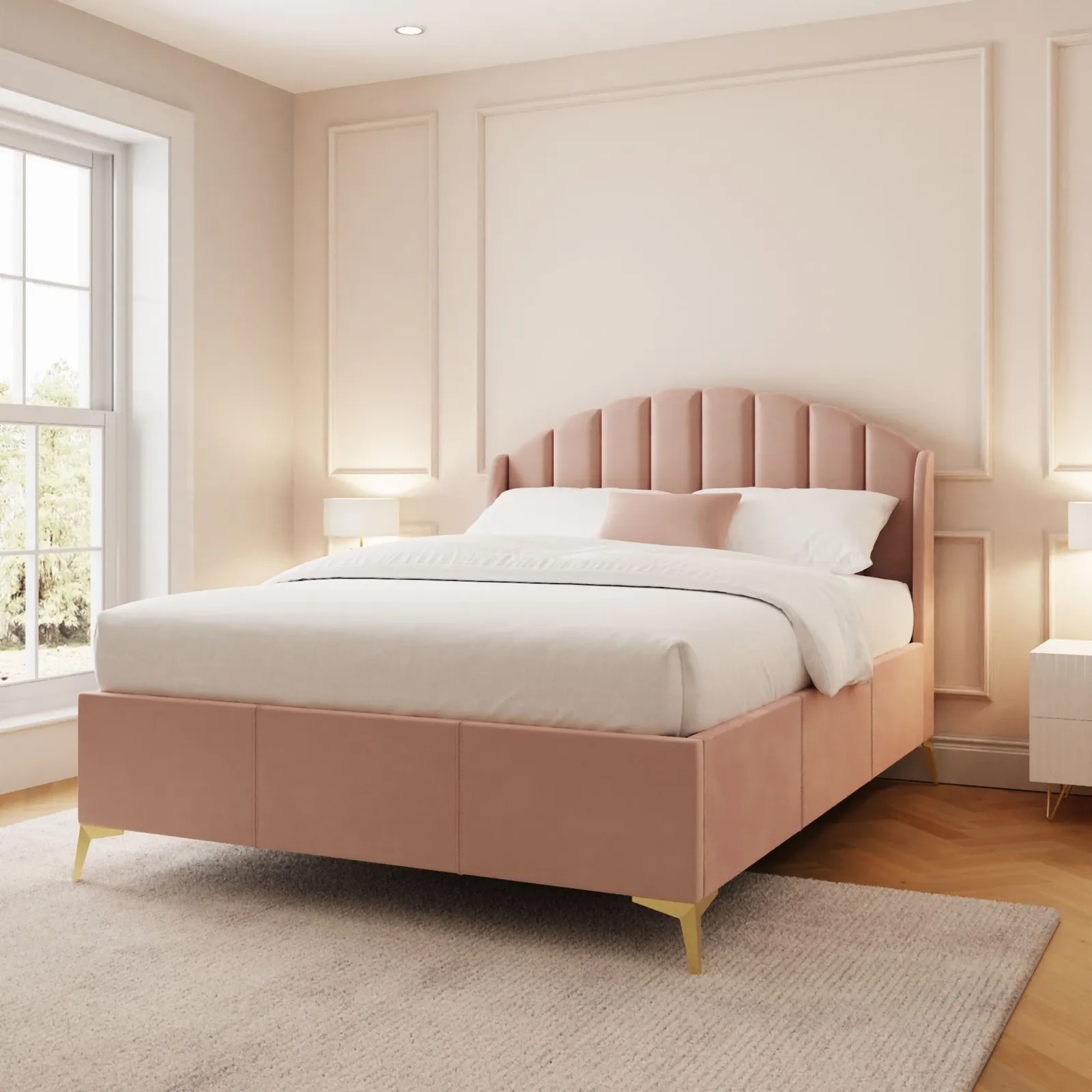 GFW Pettine End Lift Ottoman Storage Bed in Pink