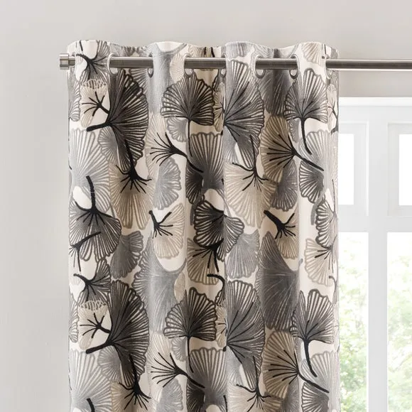 Gingko Cut Velvet Eyelet Curtains 1