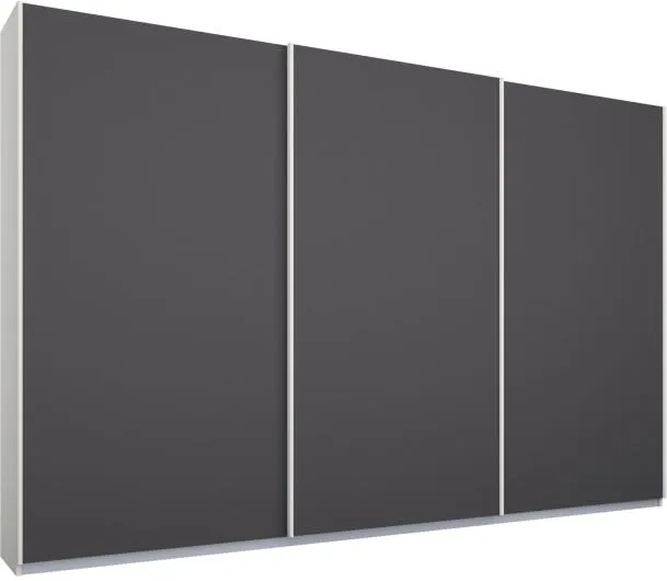 Malix 3 door 270cm Sliding Wardrobe, White Frame, Matt Graphite Grey  Doors