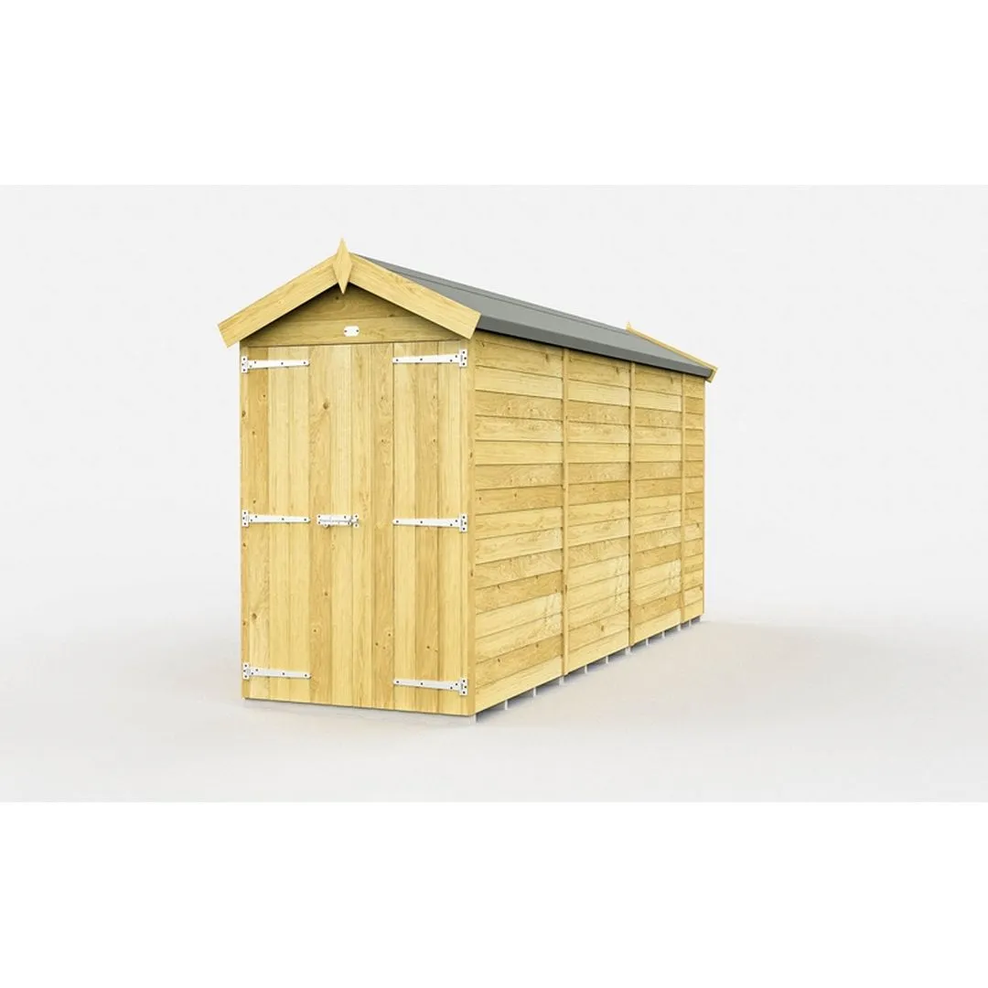 Buttercup Farm 4 x 13 Feet Apex Shed - Double Door W/O Window - L387 x W118 x H217 cm in Brown