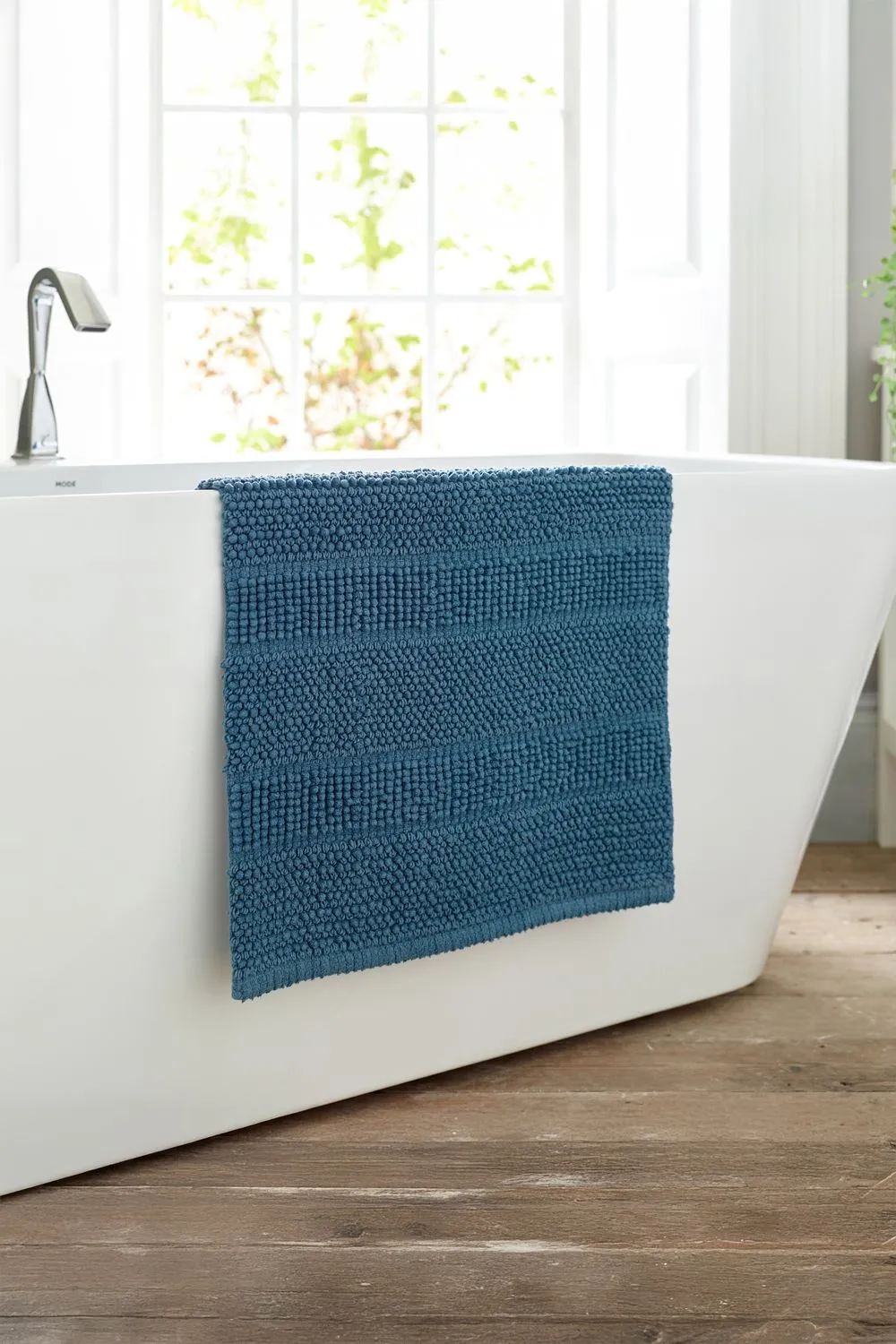 Deyongs Romeo Textured 100% Cotton Bath Mat - 1500gsm Absorbent Bathroom Rug | 1846 in Mid Blue 1