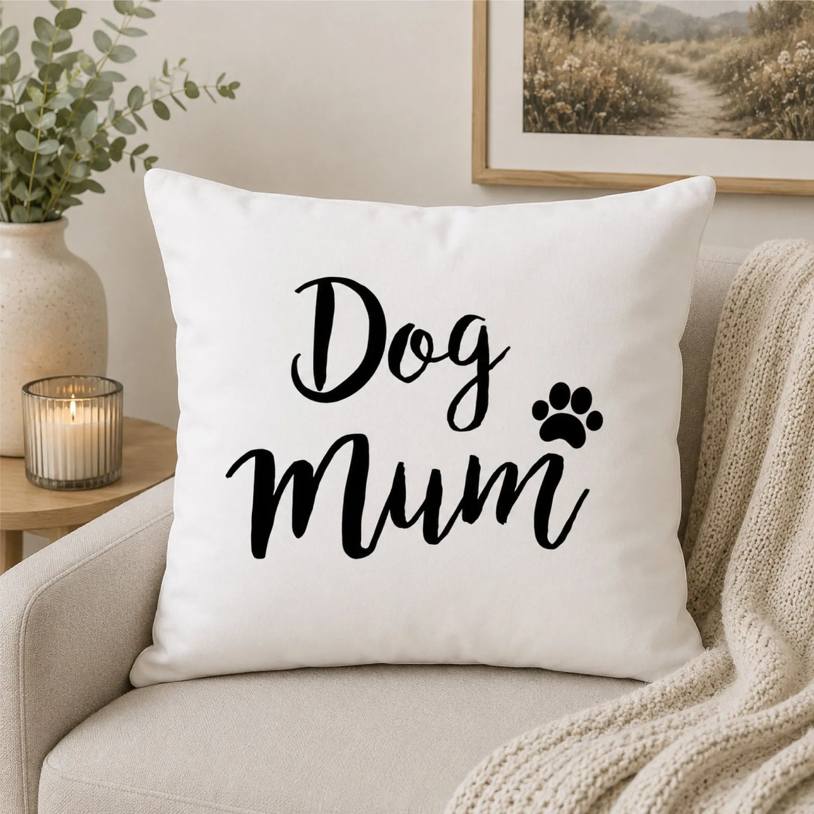 60 SECOND MAKEOVER Dog Mum Cushion Cover 16" x 16" in White