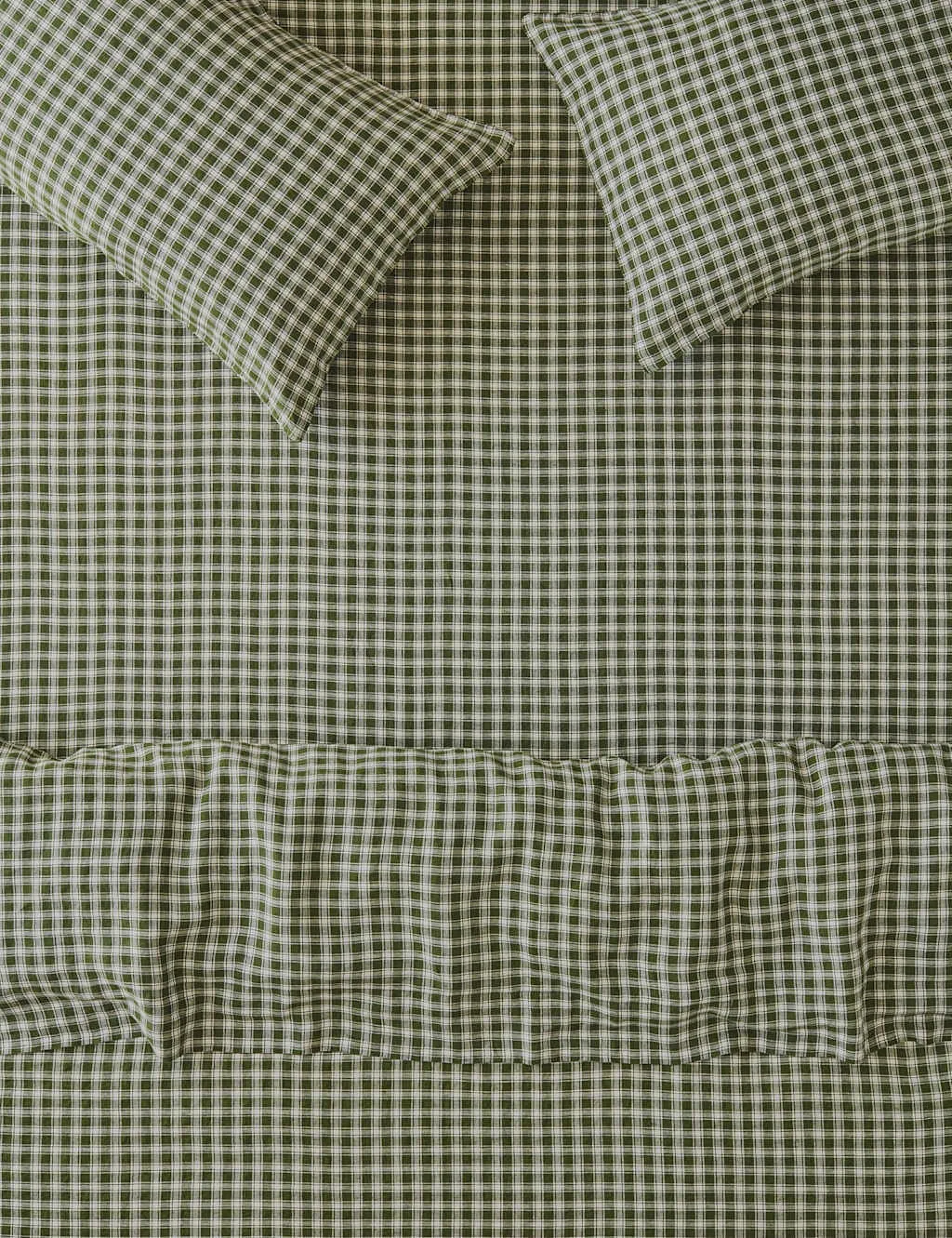 Piglet In Bed Pure Linen Patterned Fitted Sheet Dark Green