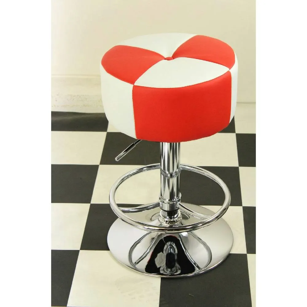 netfurniture Morasi Retro American Diner Kitchen Bar Stool Red & White Padded Seat 2
