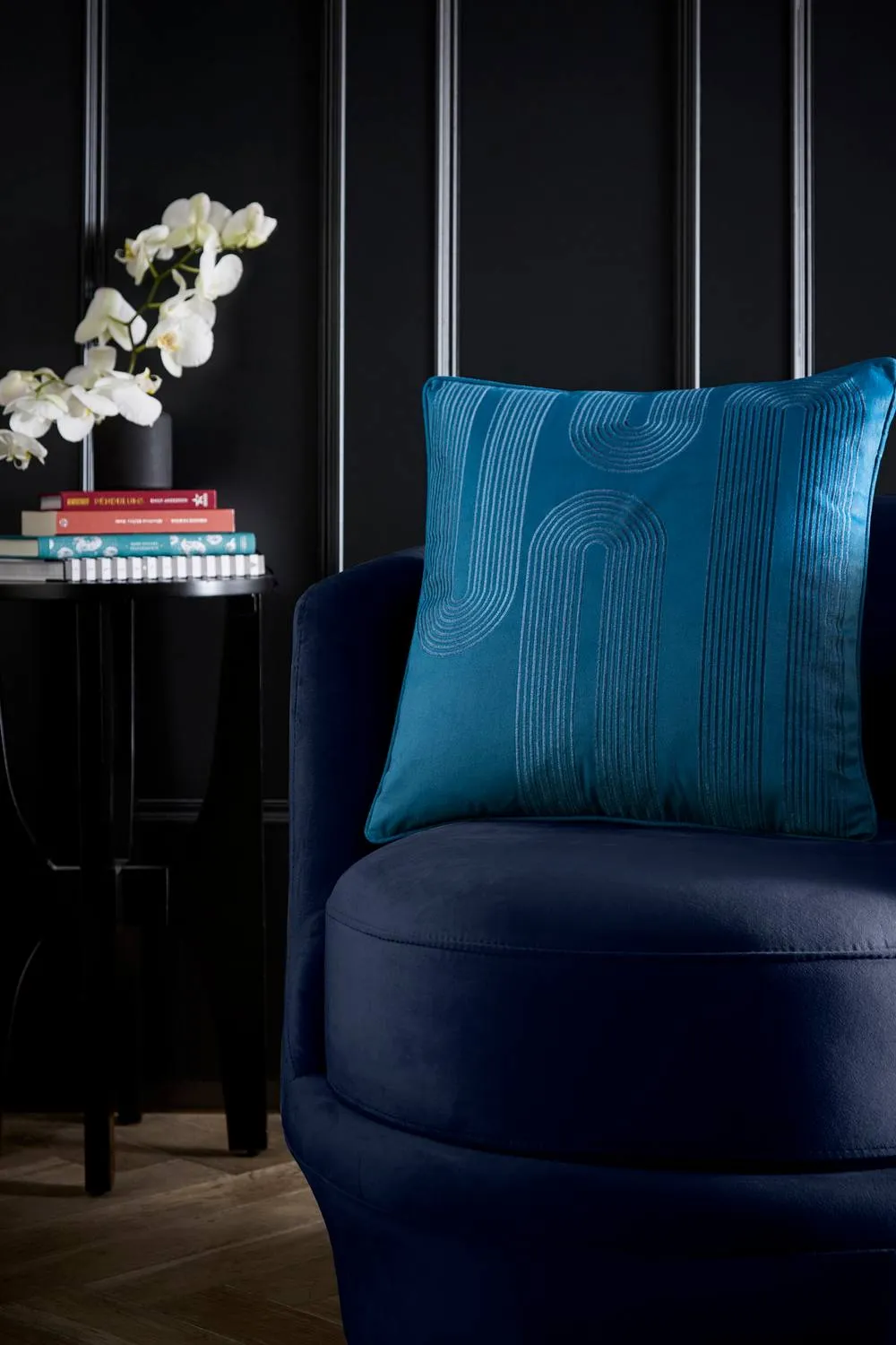 Laurence Llewelyn-Bowen 'Diva Embroidery' Velvet Filled Cushion in Teal