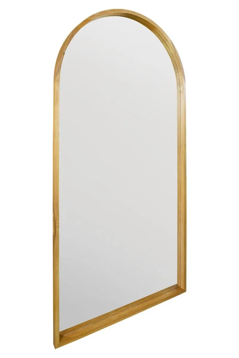 MirrorOutlet Solid Oak Framed Arched Leaner / Wall Mirror 71" X 35" (180CM X 90CM) in Beige 5
