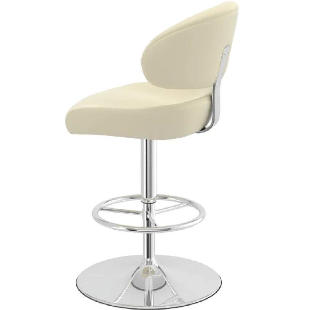 netfurniture Jamaica Height Adjustable Bar Stool Cream Faux Leather Padded Seat 5