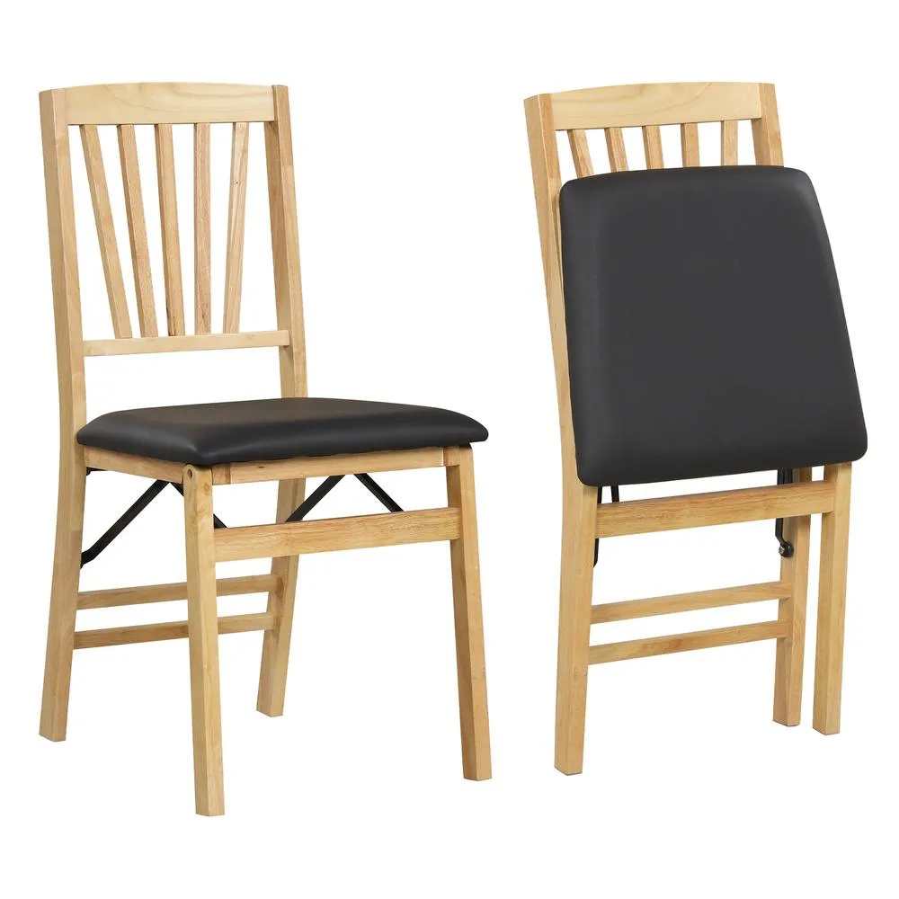 Costway Dining Chair Set of 2 Kitchen Folding Armless Chairs w/ Padded Seat in Black 6