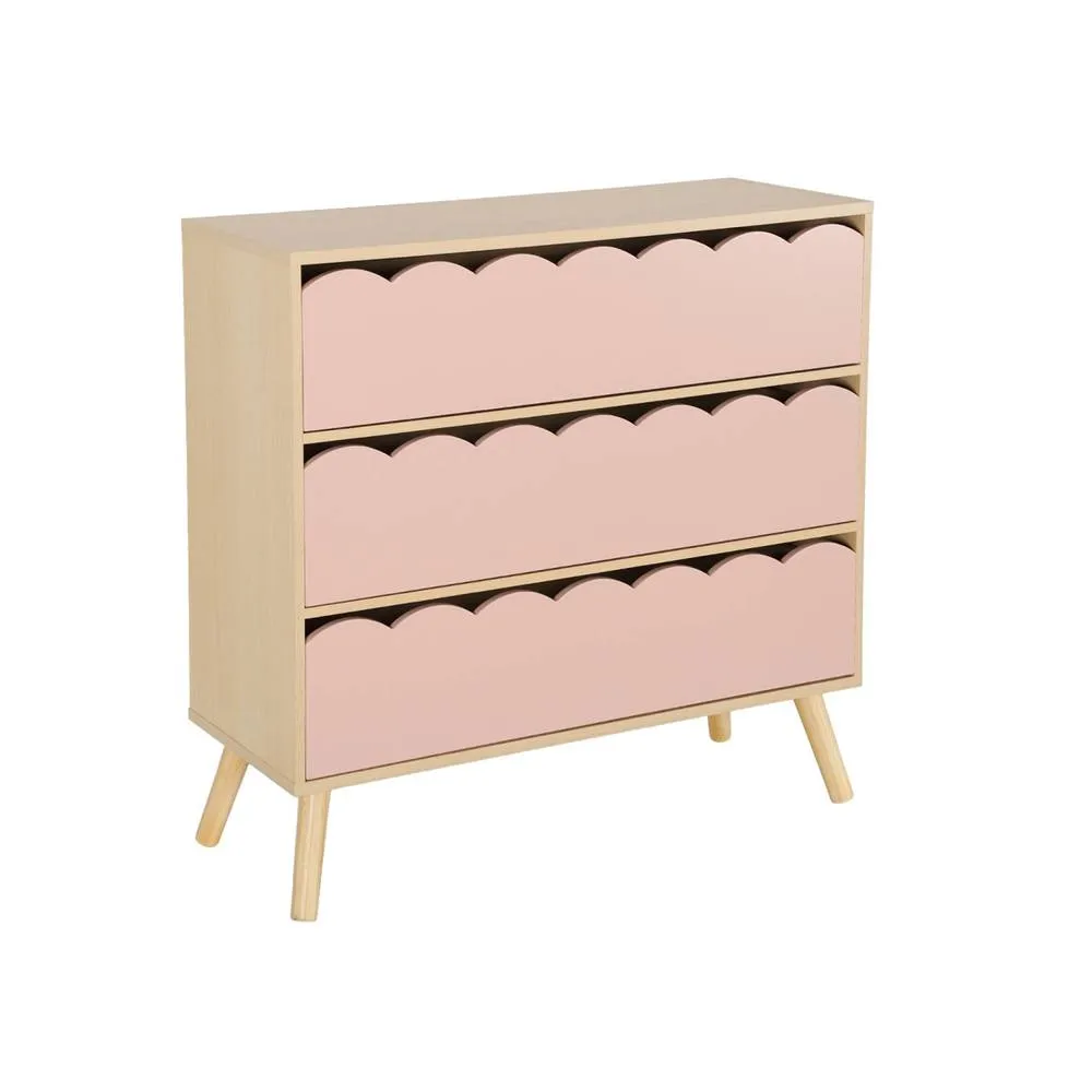 sweeek Wood-effect children's chest of 3 drawers in Pink 2