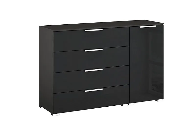 Formes Glass 4 Drawer 1 Door Chest - Graphite/Basalt Front