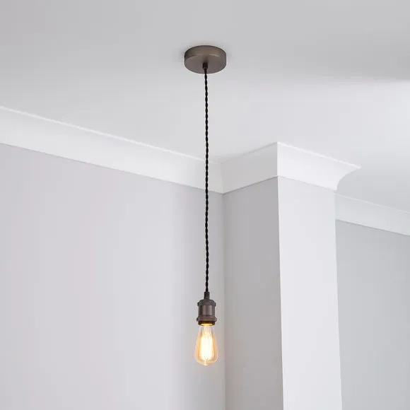 Return - Charlie Industrial Adjustable Pendant Flex Ceiling Light Cable Pewter