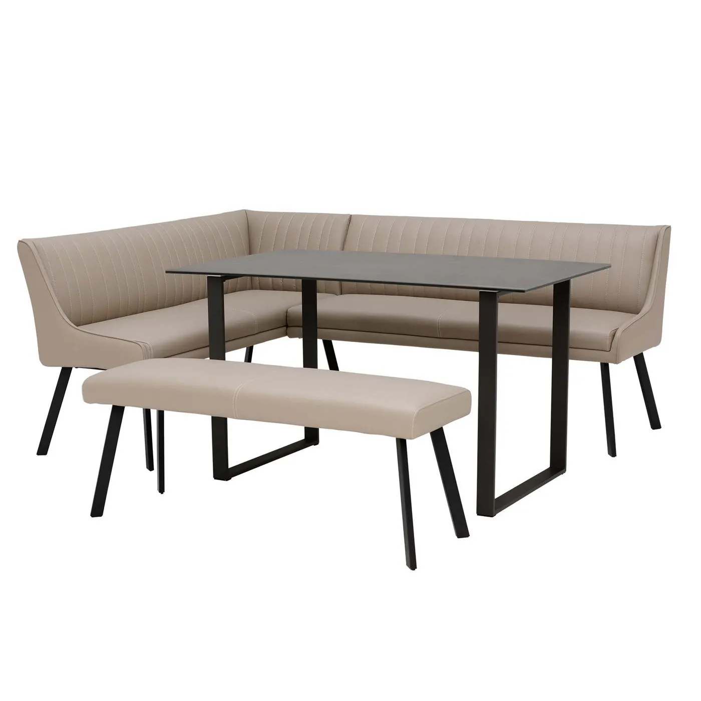 Right Hand Corner Dining Set With Bench - Light Grey - Barker & Stonehouse