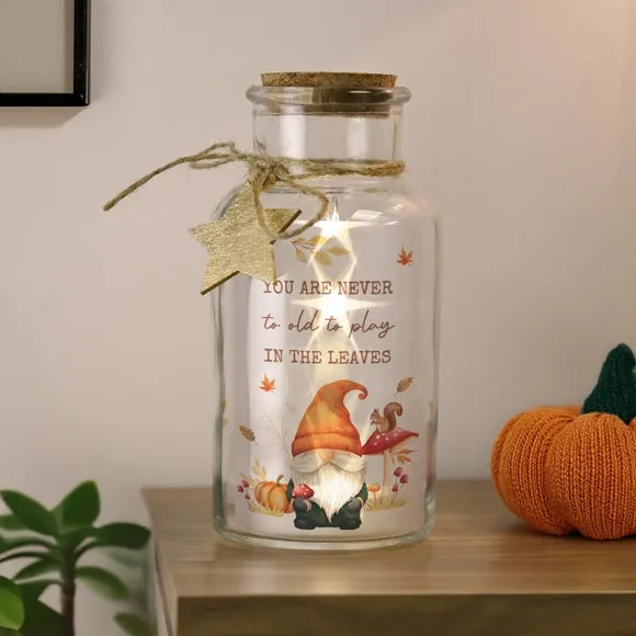 Personalised Autumn Gnome LED Light Up Jar 2