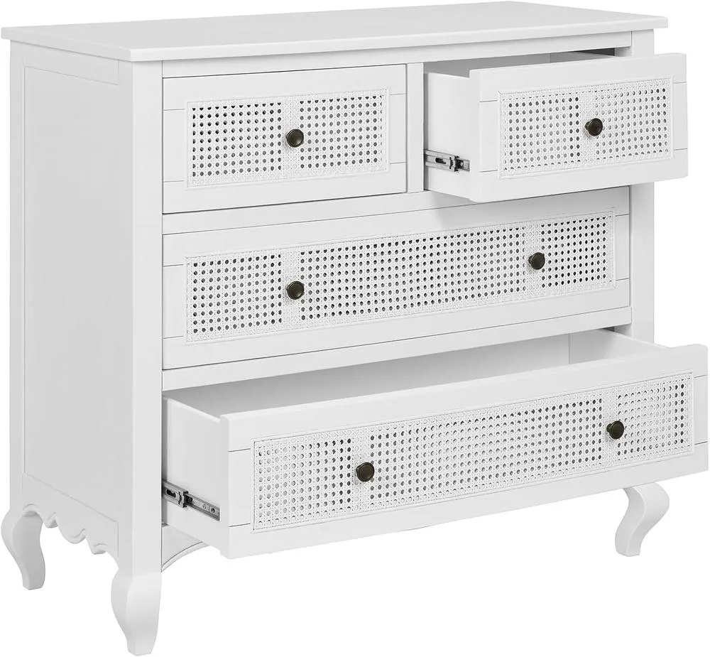 Statement Furniture Louis Chest of Drawers with Cane Rattan Drawers in White 5