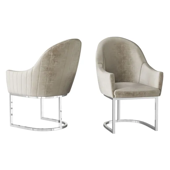 Viola Mink Velvet Fabric Dining Chairs In Pair