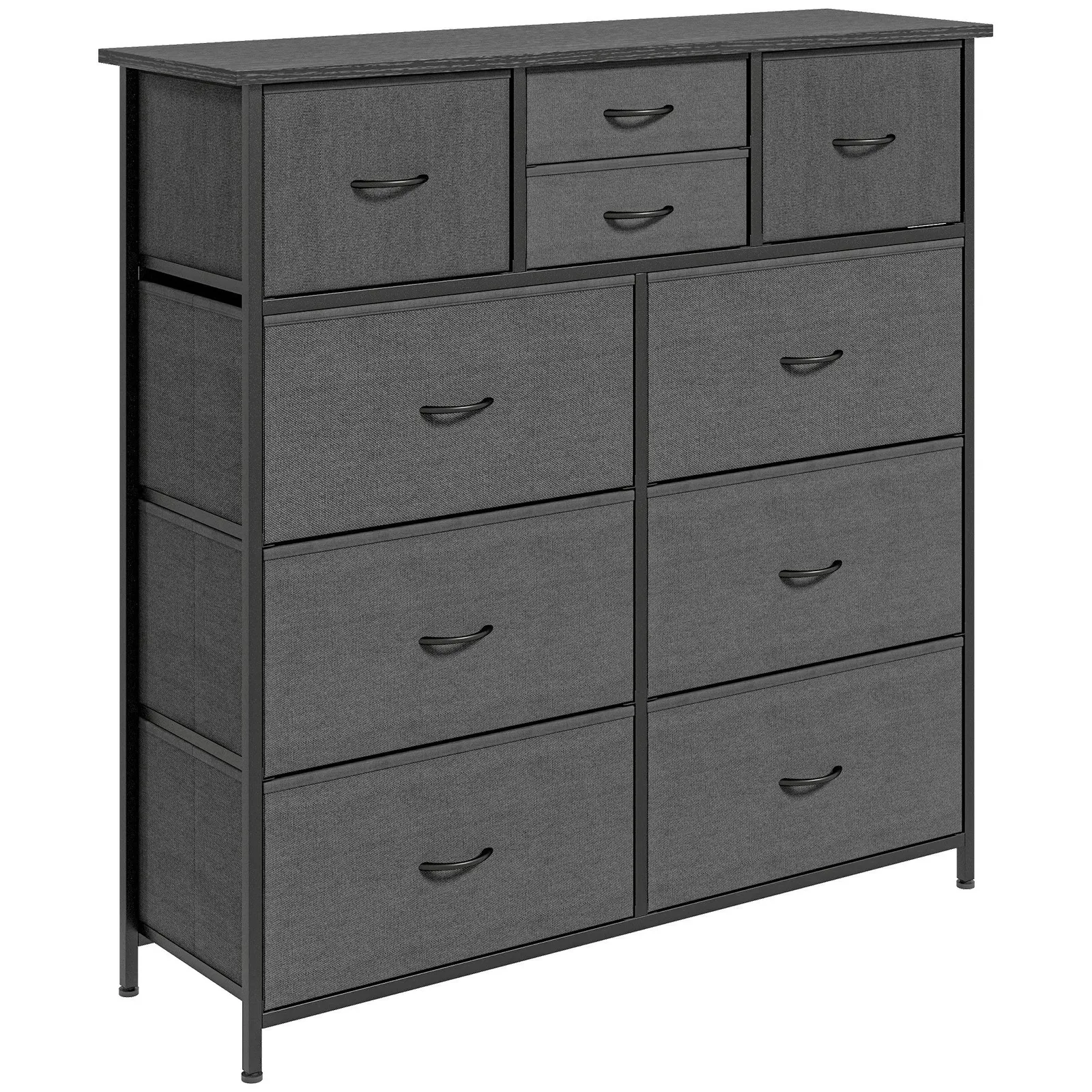 HOMCOM Bedroom Chest of Drawers Fabric Dresser w/ Foldable Drawers in Black 2