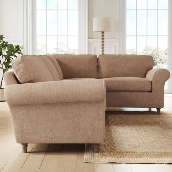 Flori Tonal Plush Chenille Corner Sofa 2