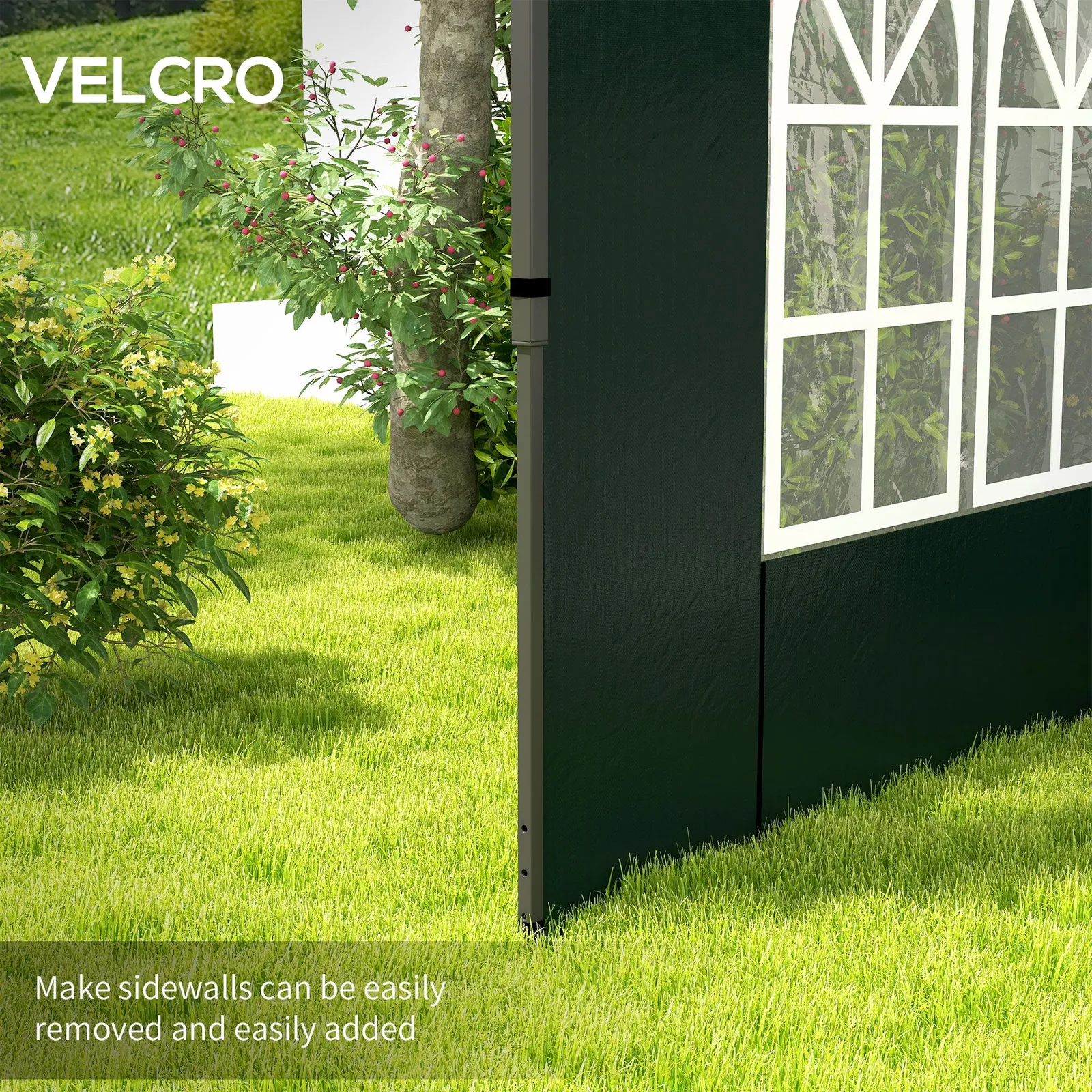 OUTSUNNY Gazebo Side Panels for 3x3(m) or 3x6m Gazebo Canopy, 2 Pack in Green 5