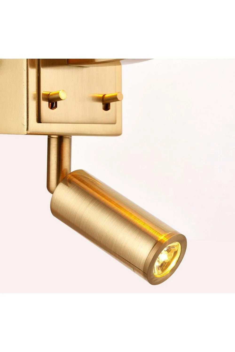 Netlighting Harvey 1 Light Indoor Wall Light Satin Brushed Gold Vintage White Faux Silk E14 4