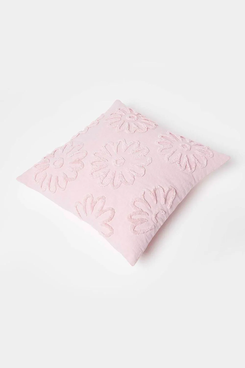 Homescapes Floral Daisy Tufted Cotton Cushion in Lilac 5