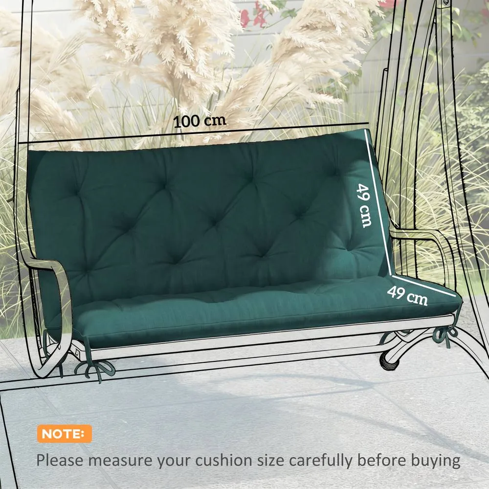 OUTSUNNY 2 Seater Garden Bench Cushion Outdoor Seat Pad with Ties in Green 3