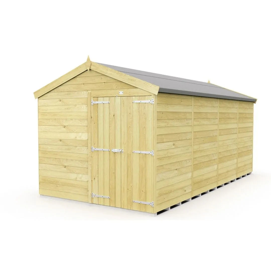 Buttercup Farm 8 x 16 Feet Apex Shed - Double Door W/O Window - L472 x W231 x H217 cm in Brown