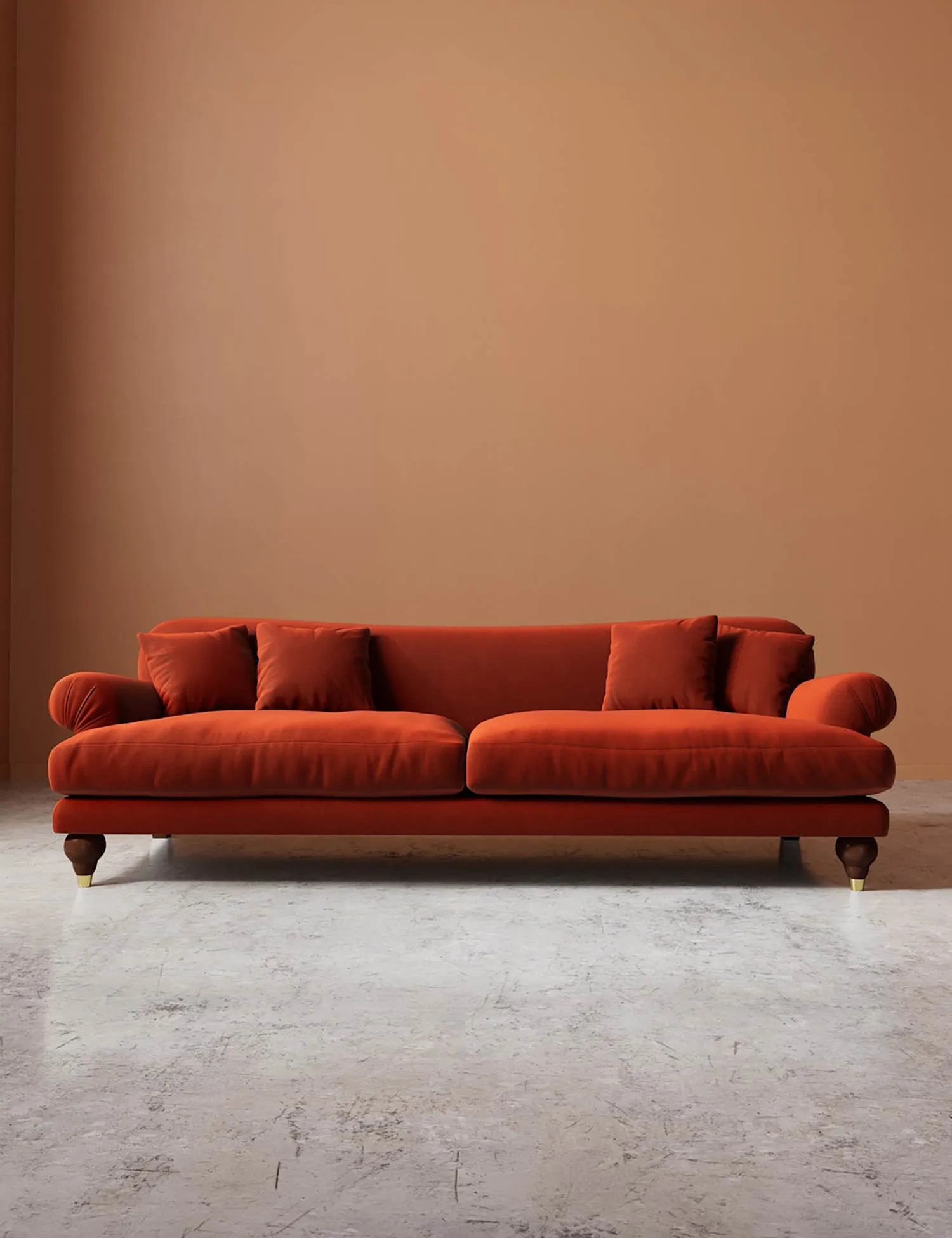 Swoon Willows Crushed Velvet 3 Seater Sofa Dark Orange