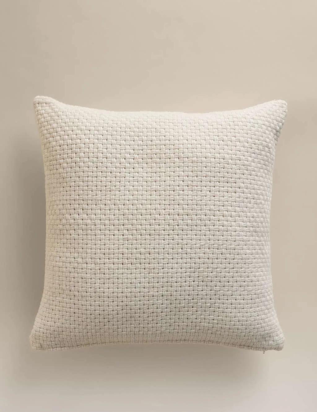 M&S Pure Wool Basket Weave Cushion Ecru