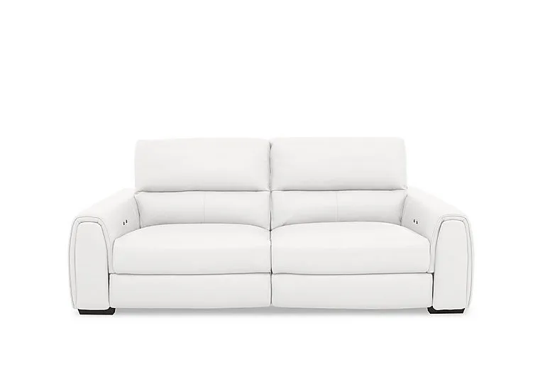 Flex Leather 3 Seater Power Recliner Sofa with Storage Arms - BV Star White