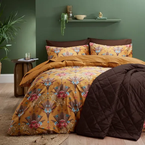 Yael Jungle Leopard Ochre Duvet Cover and Pillowcase Set 5
