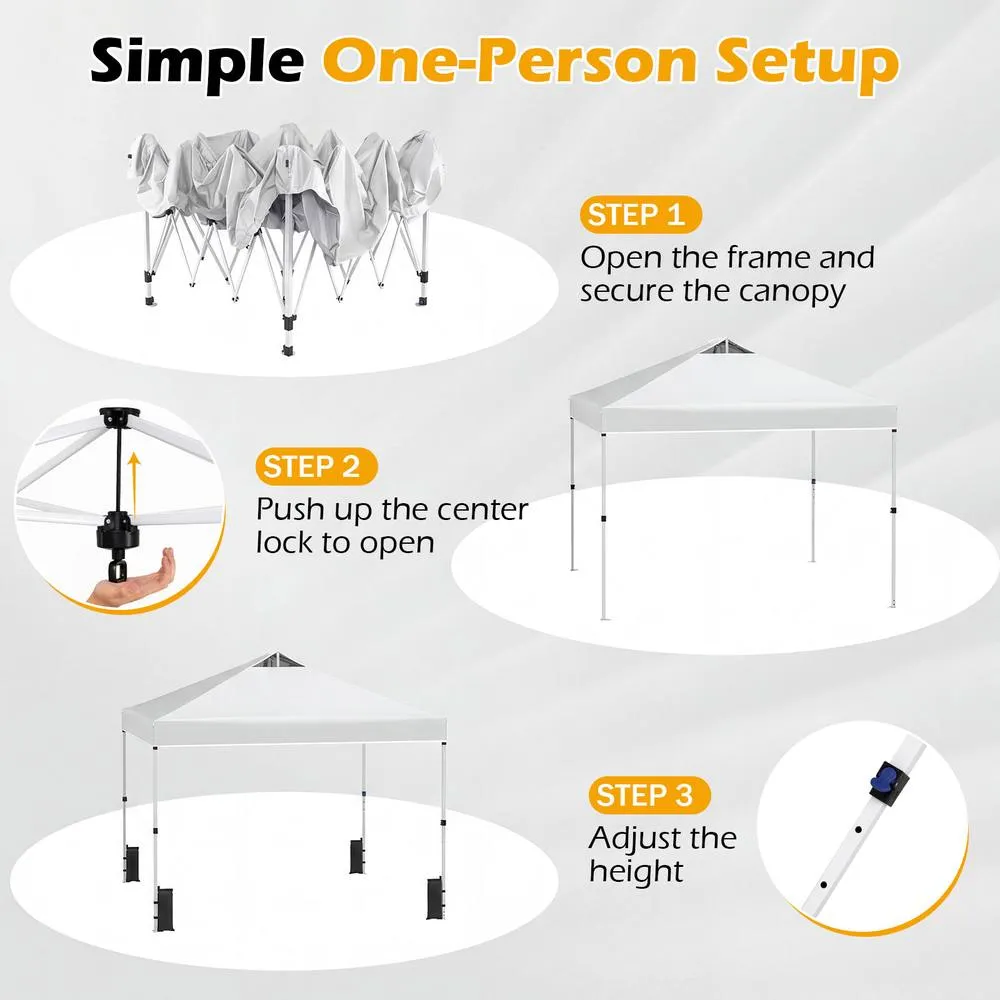 Costway 300 x 300 cm Pop up Canopy Tent 1 Person Easy Setup Gazebo Shelter in White 6