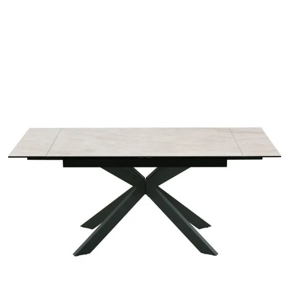 Indus Valley Athena Ceramic Extending Dining Table With 6 Aura Chairs 2